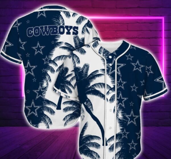 Dallas Cowboys Palm Tree Pattern Baseball Jersey Shirt