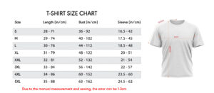 T-shirt 3D Size Chart