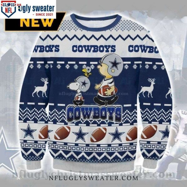 Charlie Brown And Snoopy Dallas Cowboys Ugly Christmas Sweater