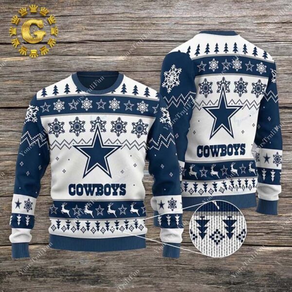 Cowboys Football Team White Dallas Cowboys 2024 Ugly Christmas Sweater