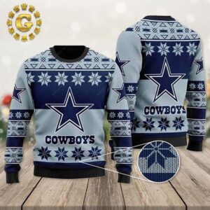 Cowboys Snowflakes Dallas Cowboys Xmas 2024 Holiday Gift Ugly Christmas Sweater