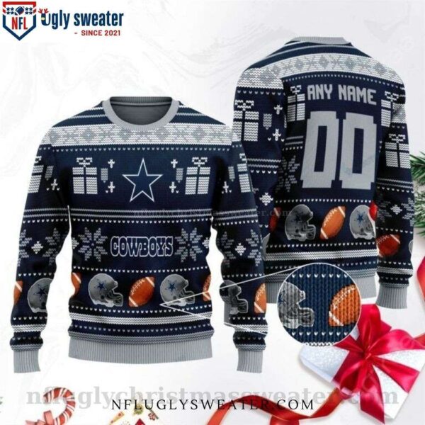 Custom Name And Number Dallas Cowboys Ugly Christmas Sweater