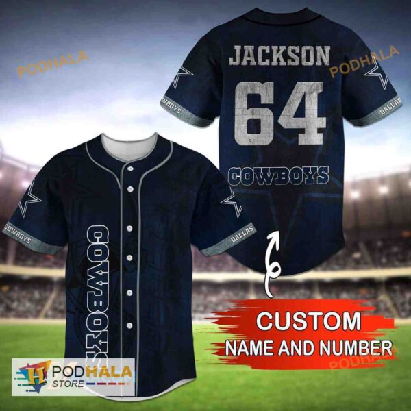 Custom Name Dallas Cowboys NFL 3D Baseball Jersey 1