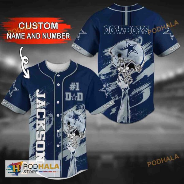 Custom Name Number Dallas Cowboys NFL 3D Baseball Jersey 1