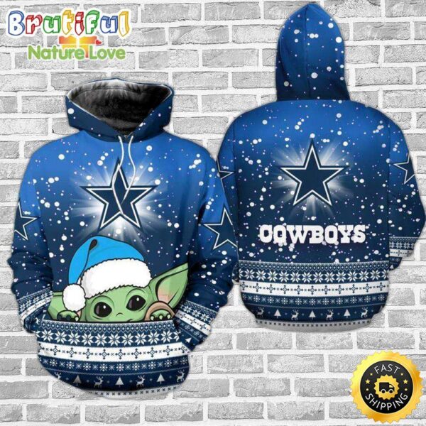 Dallas Cowboys Baby Yoda Christmas Hoodie Gifts For Fans 1