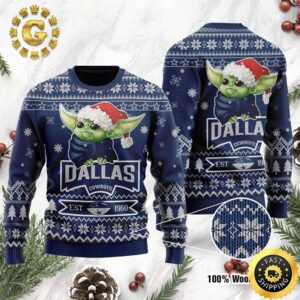 Dallas Cowboys Baby Yoda Dallas Cowboys Panttern Classic Knitted White Christmas Ugly Sweater