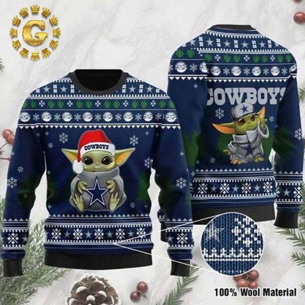 Dallas Cowboys Baby Yoda Love Dallas Cowboys Pattern Ugly Christmas Sweater