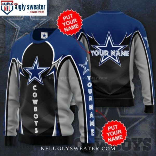 Dallas Cowboys Big Logo Custom Name Ugly Sweater