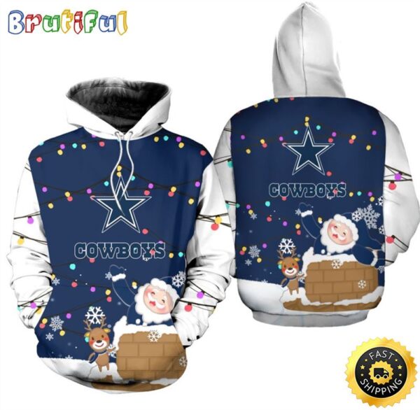 Dallas Cowboys Christmas Pattern Snowman Football NFL All Over print Christmas Hoodie 1