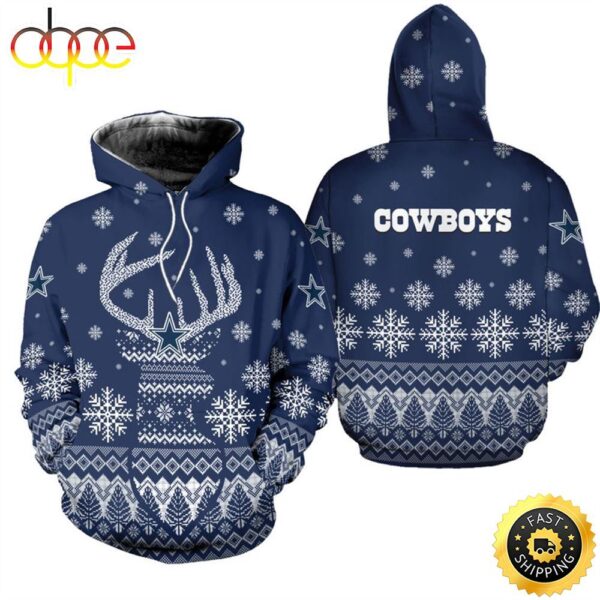 Dallas Cowboys Christmas Reindeer Football Hoodie 1