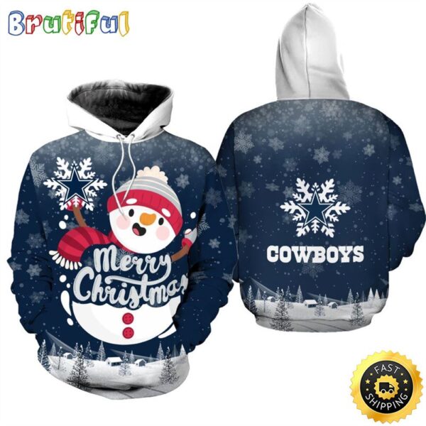 Dallas Cowboys Christmas Snowman Football Christmas Hoodie 1