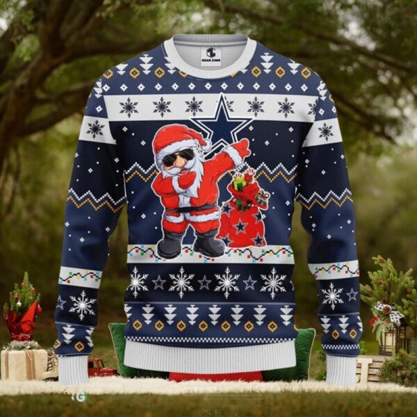 Dallas Cowboys Dabbing Santa Claus Christmas Ugly Sweater