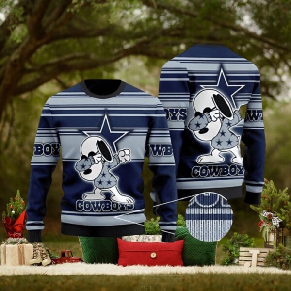 Dallas Cowboys Dabbing Snoopy Ugly Christmas Sweater 3D Printed Men And Women Holiday Gift Holiday 1