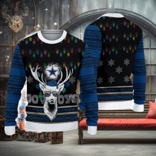 Dallas Cowboys Deer Funny Ugly Christmas Sweater 3D Gift For Fans