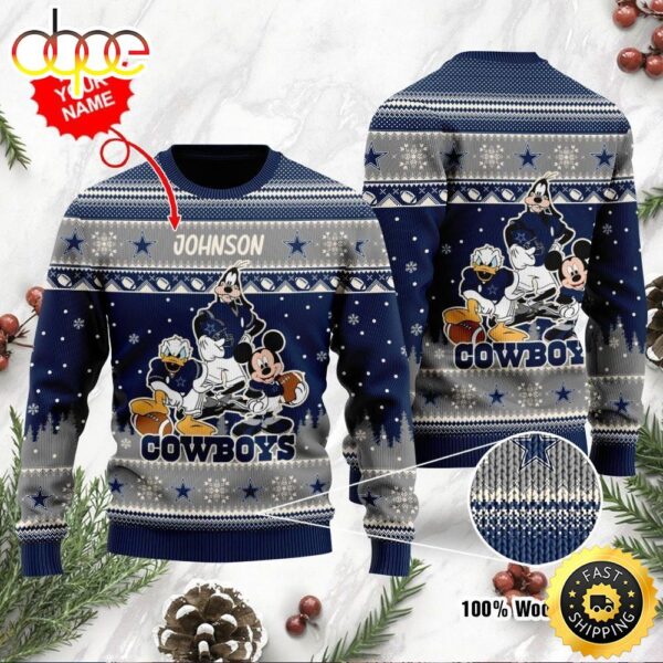 Dallas Cowboys Disney Donald Duck Mickey Mouse Goofy Ugly Christmas Sweater