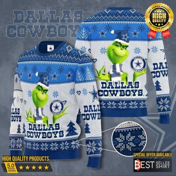 Dallas Cowboys Football Nfl Grinch Ugly Christmas Sweater