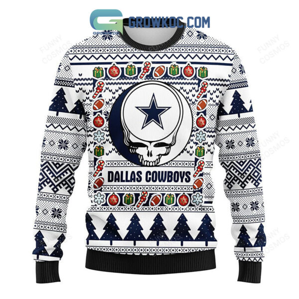 Dallas Cowboys Grateful Dead Ugly Christmas Fleece Sweater