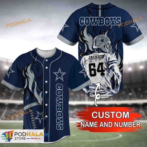 Dallas Cowboys NFL Custom Number 3D Baseball Jersey 1