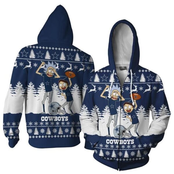 Dallas Cowboys Rick And Morty Dance Ugly Christmas Hoodie Gift Fans 1