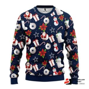 Dallas Cowboys Santa Claus Snowman Christmas Ugly Sweater