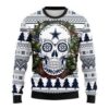 Dallas Cowboys Skull Flower Ugly Christmas Ugly Sweater