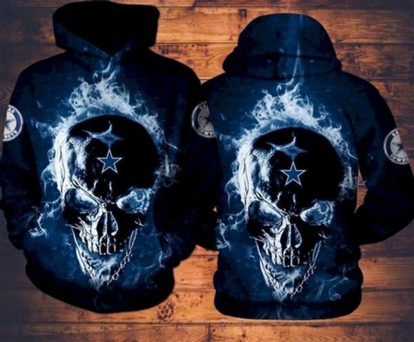 Dallas Cowboys Skull Neon 3D Hoodie Christmas Gifts 1