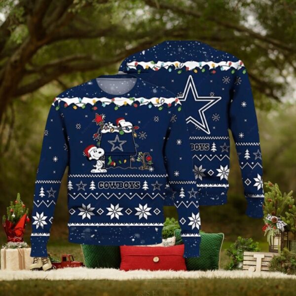 Dallas Cowboys Ugly Sweater Snoopy Night Ugly Christmas Sweater 3D Printed Men And Women Holiday Gift 1