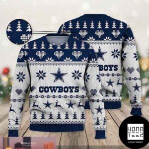 Dallas Cowboys Vintage Design Xmas Tree Pattern 2024 Ugly Christmas Sweater