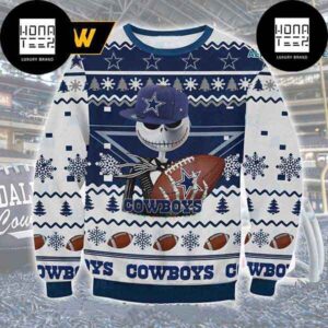 Dallas Cowboys X Jack Skellington Football 2024 Ugly Christmas Sweater