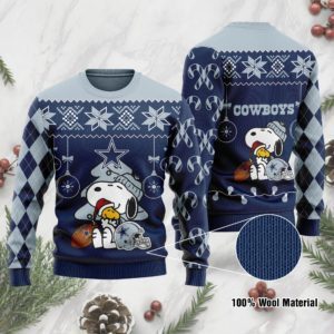 Funny Snoopy And Woodstock Dallas Cowboys Christmas Ugly Sweater