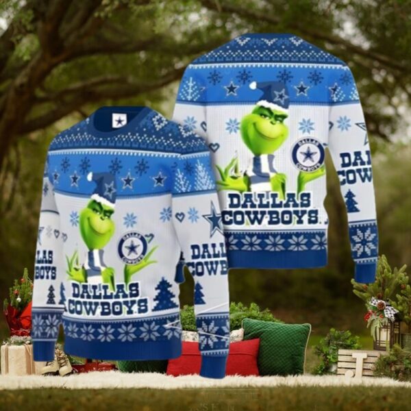 Grinch Dallas Cowboys Ugly Christmas Sweater Xmas 3D Printed Christmas Sweater Gift 1