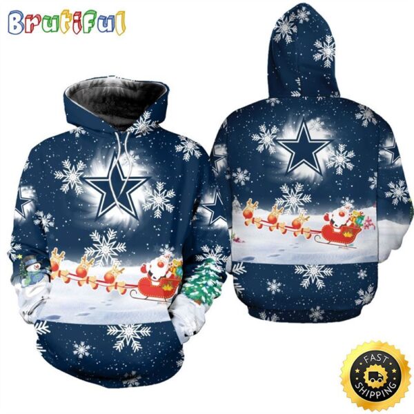 NFL Dallas Cowboys Christmas Santa Claus Is Coming 3D Hoodie 1