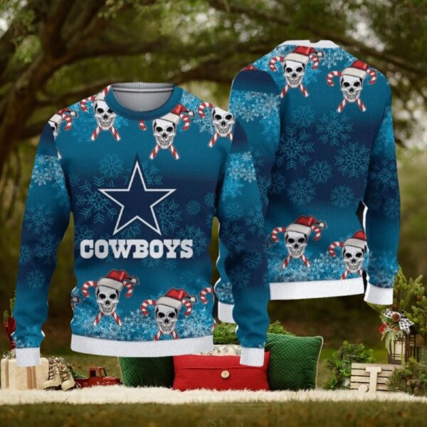 NFL Dallas Cowboys Christmas Skull Ugly Sweater 3D