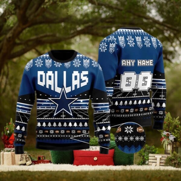 NFL Dallas Cowboys Custom Name And Number Christmas Gift For Fans