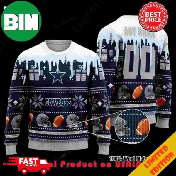 NFL Dallas Cowboys Woolen Custom Name Ugly Christmas Sweater