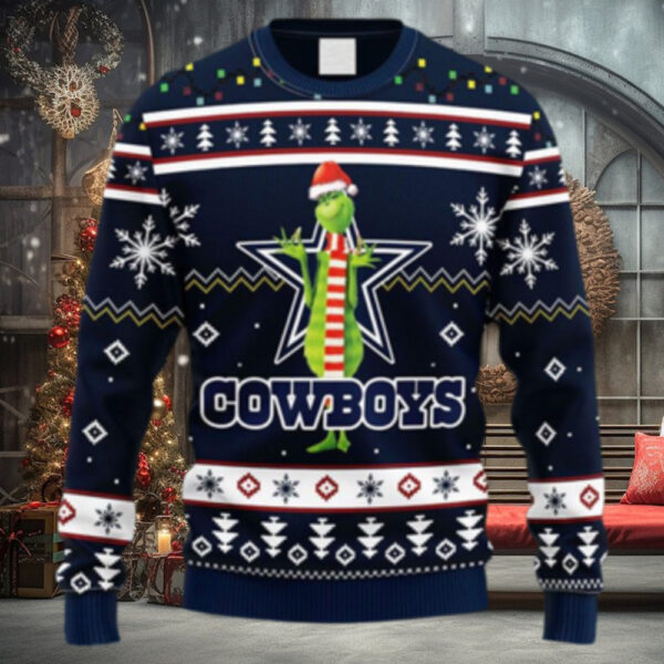 NFL Fans Dallas Cowboys Funny Grinch Christmas Ugly Sweater For Men Women