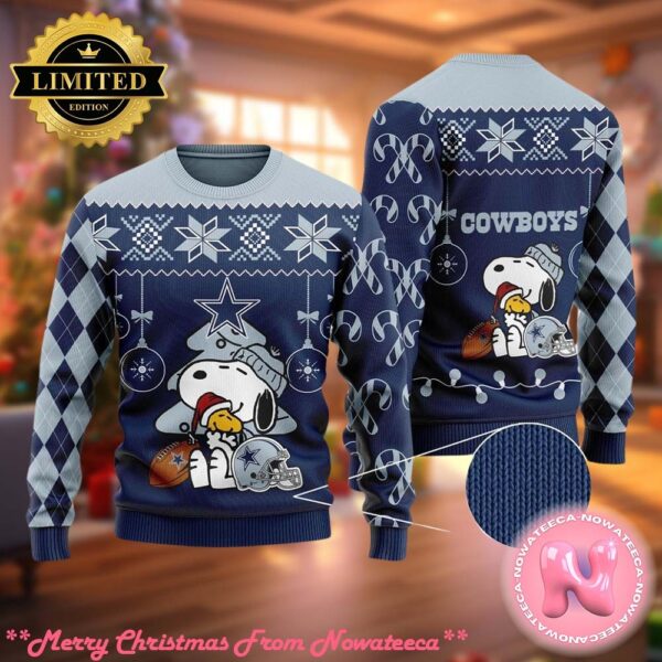 Snoopy And Woodstock Dallas Cowboys Christmas Ugly Sweater