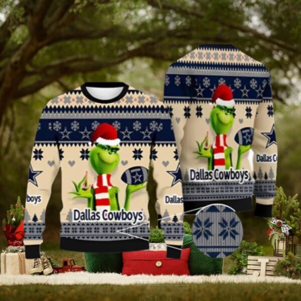 NFL Grinch Dallas Cowboys Ugly Christmas Sweater Xmas 3D Printed Christmas Sweater Gift 1