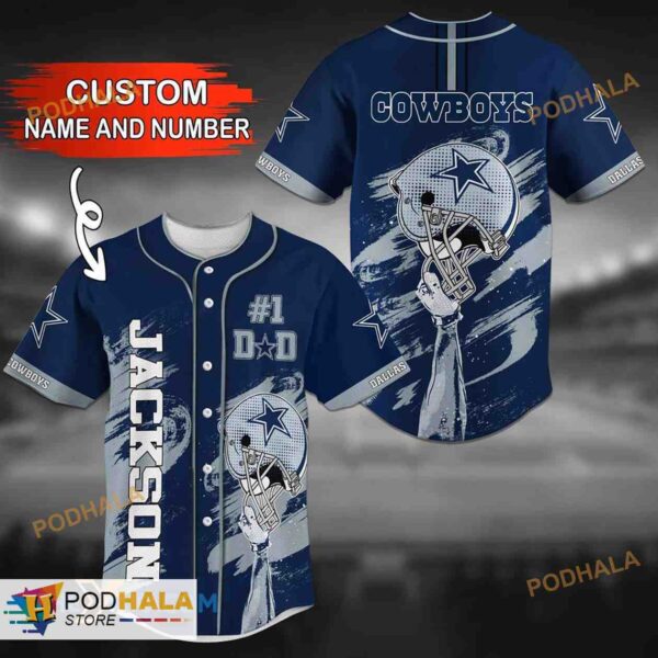 Name Number Dallas Cowboys NFL 3D Baseball Jersey 1