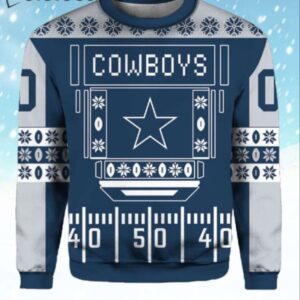 Personalized Custom Name Cowboys Ugly Christmas Sweater