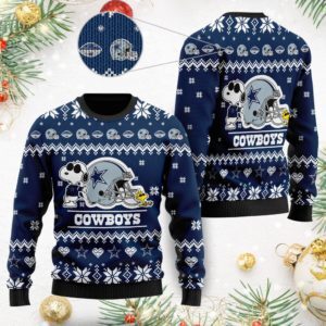 Snoopy And Woodstock Dallas Cowboys Christmas Ugly Sweater