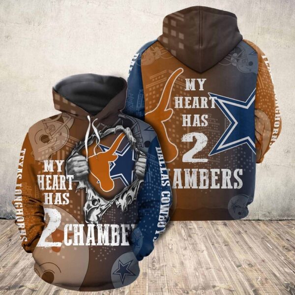 Texas Longhorns Vs Dallas Cowboys 3D Hoodie Gift Fans 1