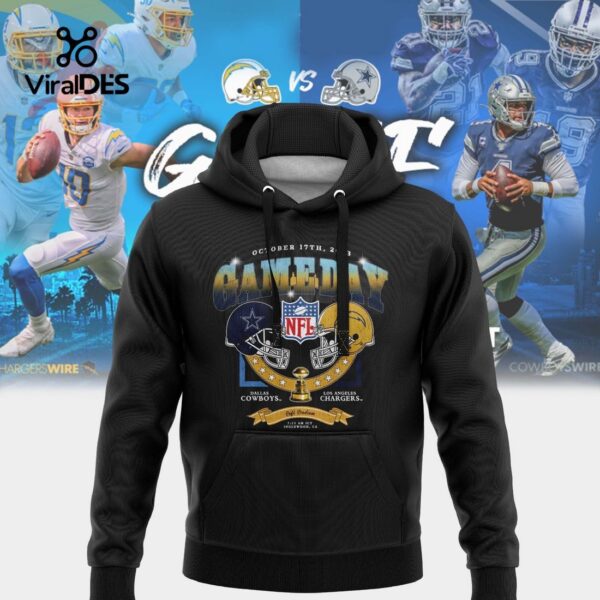 2023 Game Day Dallas Cowboys vs Los Angeles Chargers Black Hoodie 3D 1