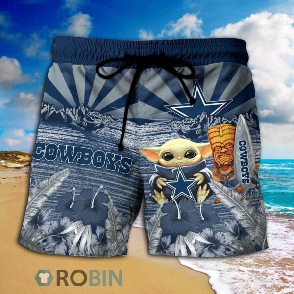 Baby Yoda Cowboys Nfl Hawaiian Shirt And Shorts 1