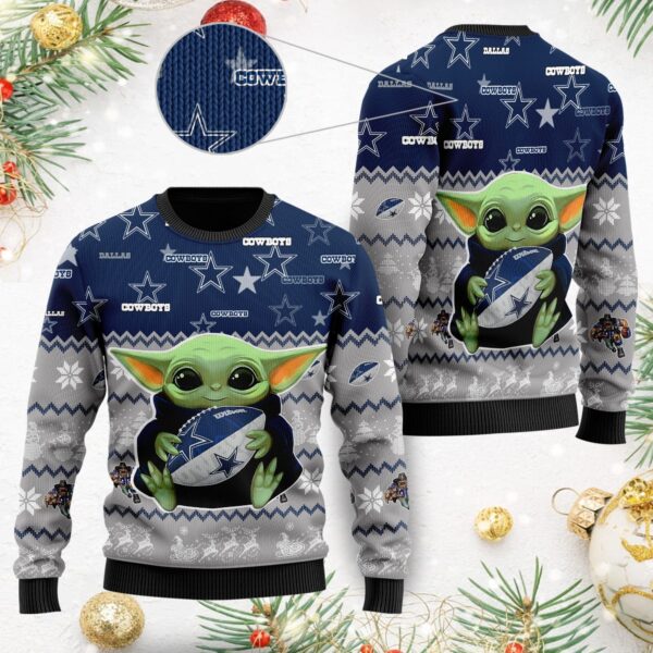 Baby Yoda Dallas Cowboys Christmas Ugly Sweater Christmas Gifts 1