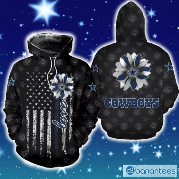 Cowboys Sunflower Zip Christmas Fans All Over Printed Gift Pullover Hoodie Zip Hoodie 1