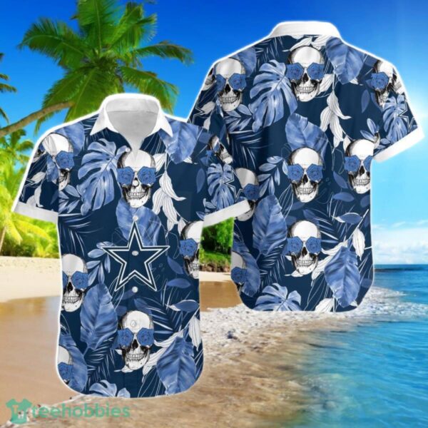 Dallas Cowboys Coconut Leaves And Skulls Hawaiian Shirt For Men Women 1