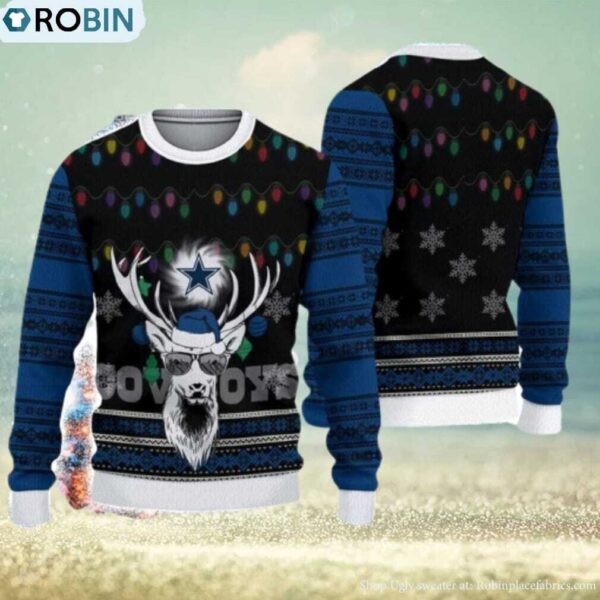 Dallas Cowboys Deer Funny Ugly Christmas Sweater 3D 1