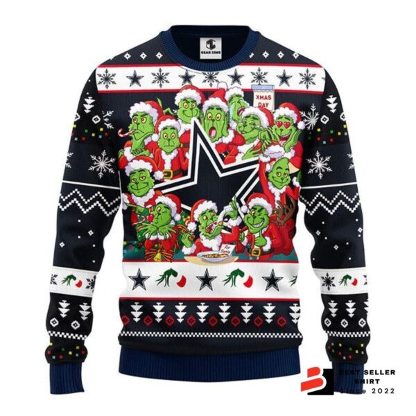 Dallas Cowboys Football 2024 Grinch Xmas Day Ugly Christmas Sweater Grinch Xmas Sweater 1