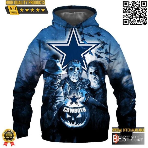 Dallas Cowboys Football 3D Halloween Hoodie Horror Night Nfl 3D Sweatshirt 1